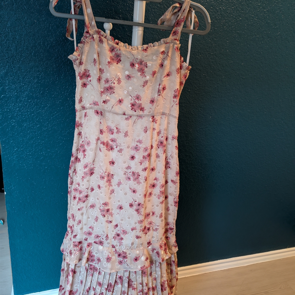 Lulu's Floral Pink Midi Dress